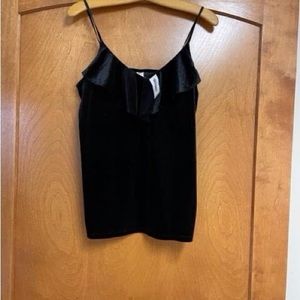 Old Navy Black Velvet Ruffle Spaghetti Strap Tank Top – S *NWT*